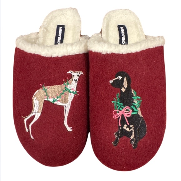 Lands' End Shoes - Lands' End Cream and Brown Women's Slippers